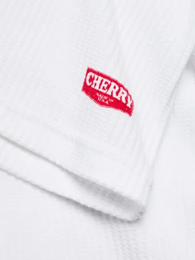 Cherry La Waffle Button T-shirt In White