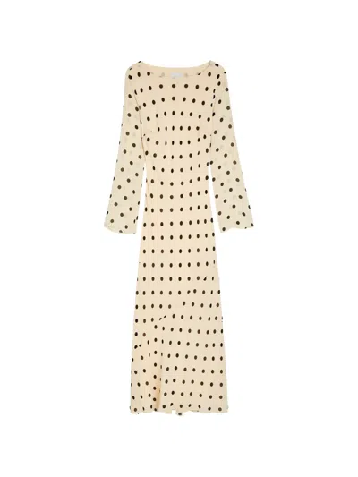 Reformation Esra Polka Dot Long Sleeve Maxi Dress In Neutral