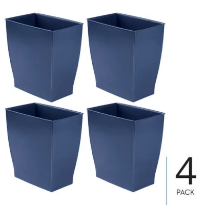 Mono Rectangular Trash Can, 2.5 Gallon / 9.5 Liter, 4-pack, Navy, Made In Blue