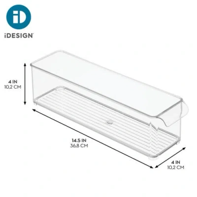 Basic Stackable Fridge Storage Bin With Handle, Set Of 6, Clear, Made In Transparent