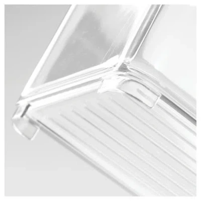 Basic Stackable Fridge Storage Bin With Handle, Set Of 6, Clear, Made In Transparent