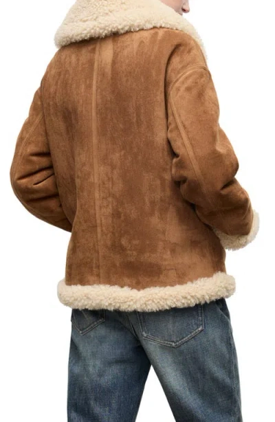 Mango Suede Jacket With Shearling Collar In Multi