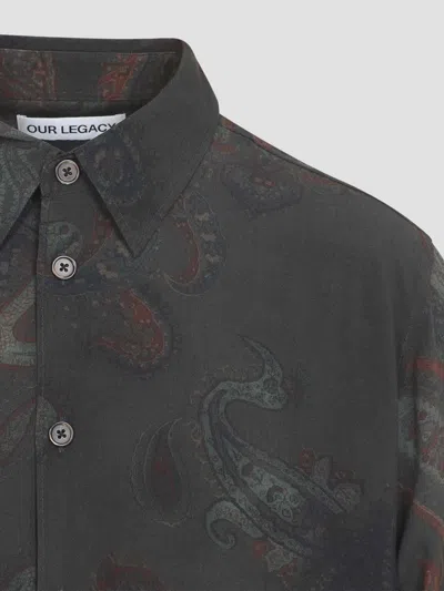 Our Legacy Casual Long Sleeve Shirt Paisley Pattern In Green