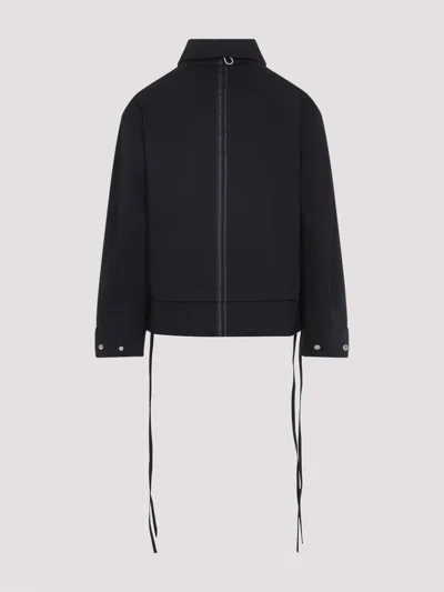 Mordecai Layered Jacket Point Collar Adjustable Drawstrings In Black