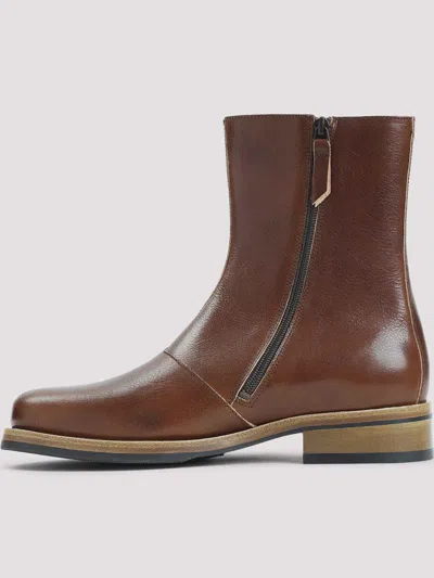 Our Legacy Daimono Boots In Whisky-colored Calfskin In Brown