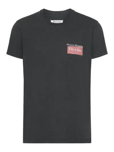 Maison Margiela Faded Black Ring-spun Cotton Jersey T-shirt With Distinctive Stitch Detail