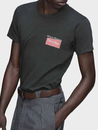 Maison Margiela Faded Black Ring-spun Cotton Jersey T-shirt With Distinctive Stitch Detail