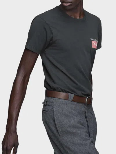 Maison Margiela Faded Black Ring-spun Cotton Jersey T-shirt With Distinctive Stitch Detail