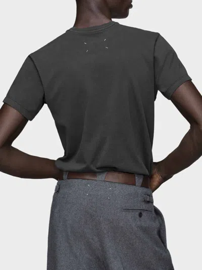 Maison Margiela Faded Black Ring-spun Cotton Jersey T-shirt With Distinctive Stitch Detail