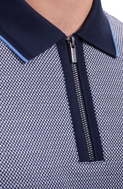 Bugatchi Quarter Zip Polo In Blue
