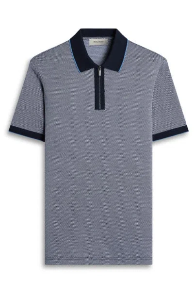 Bugatchi Quarter Zip Polo In Blue