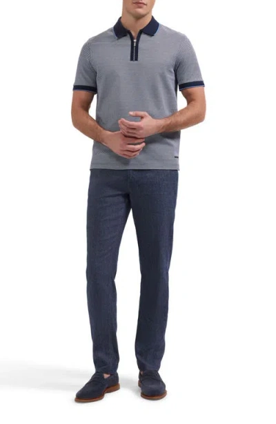 Bugatchi Quarter Zip Polo In Blue