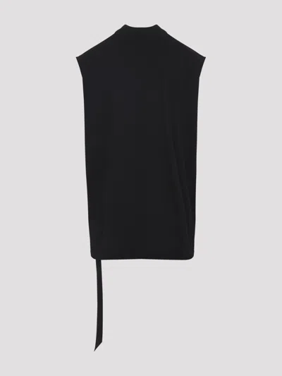 Rick Owens Mens Black Round-neck Rib-knit Wool Tank Top In Black
