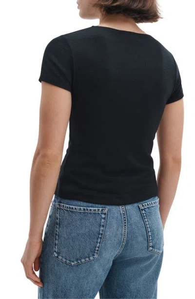 Rag & Bone The Knit Button T-shirt In Black