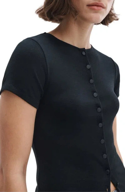Rag & Bone The Knit Button T-shirt In Black