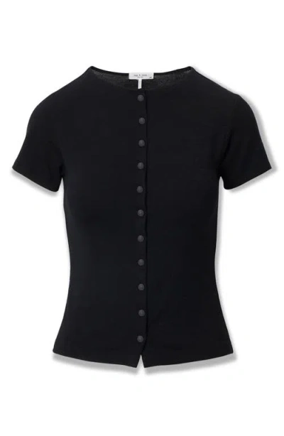Rag & Bone The Knit Button T-shirt In Black