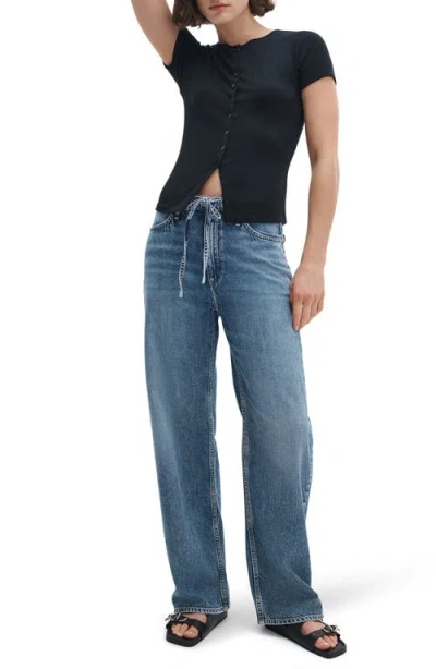 Rag & Bone The Knit Button T-shirt In Black