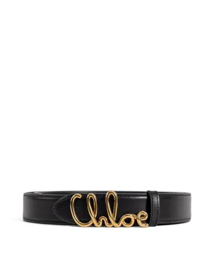 Chloé Iconic Leather Belt Adjustable Length In Black