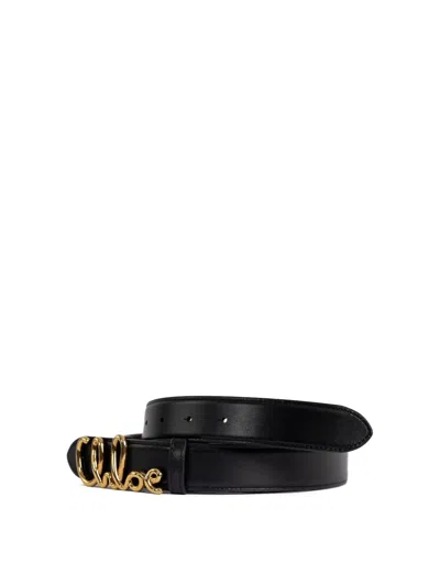 Chloé Iconic Leather Belt Adjustable Length In Black