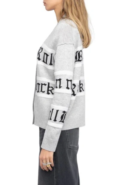 Zadig & Voltaire Womens Light Grey Mirkaz Jacquard-pattern Wool And Cashmere Blend Cardigan In Gray