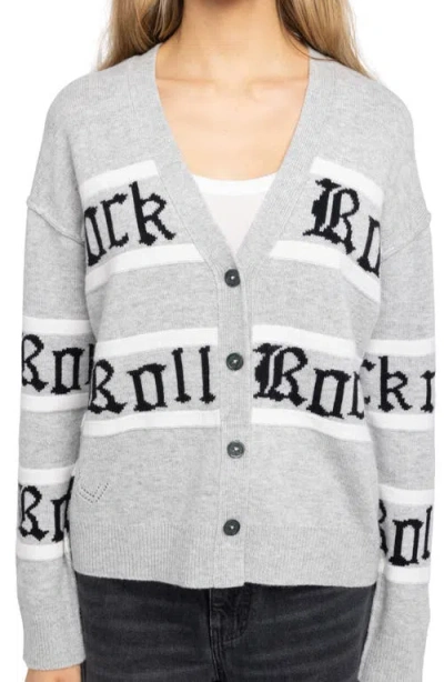 Zadig & Voltaire Womens Light Grey Mirkaz Jacquard-pattern Wool And Cashmere Blend Cardigan In Gray