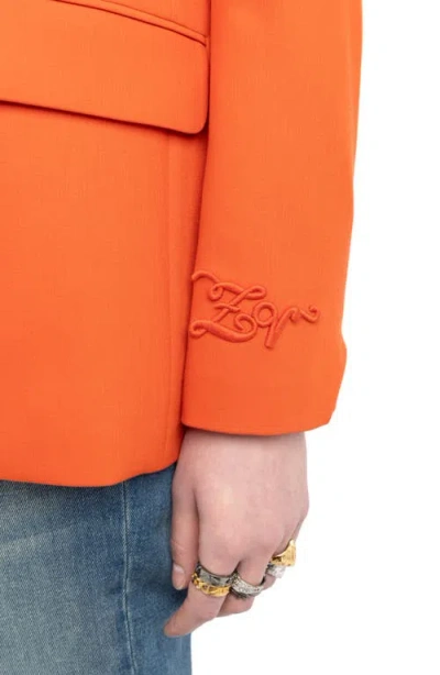 Zadig & Voltaire Womens Tangerine Vanille Single-breasted Woven Blazer In Orange