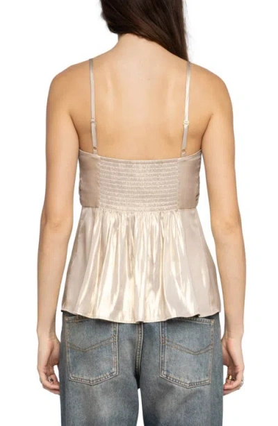 Zadig & Voltaire Womens Gold Cippie Pleated Satin Cami Top In Neutral
