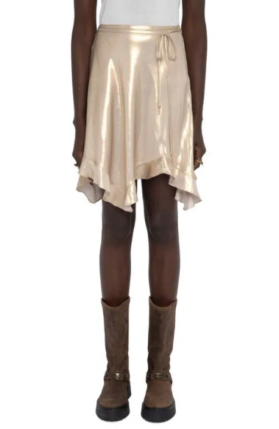 Zadig & Voltaire Womens Gold Jetos Asymmetric-hem Satin Mini Skirt In White