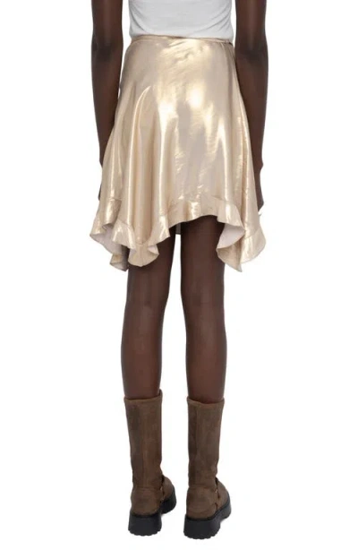 Zadig & Voltaire Womens Gold Jetos Asymmetric-hem Satin Mini Skirt In White