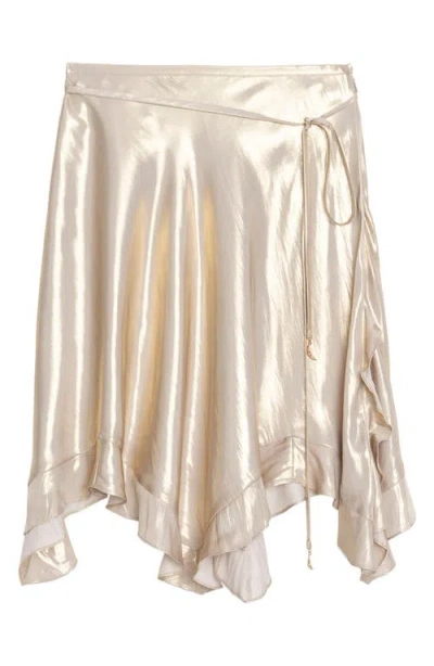 Zadig & Voltaire Womens Gold Jetos Asymmetric-hem Satin Mini Skirt In White