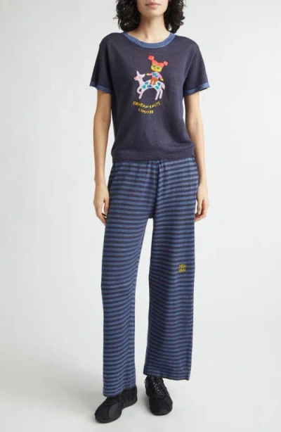 Yanyan Mabo Stripe Pull-on Linen Pants In Blue