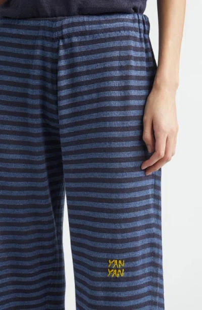 Yanyan Mabo Stripe Pull-on Linen Pants In Blue