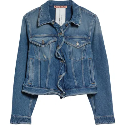 Acne Studios Wavy-construction Buttoned Denim Jacket In Blue