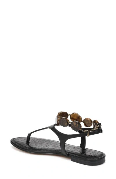 Sam Edelman Canna Thong Crocodile-effect Sandals In Black