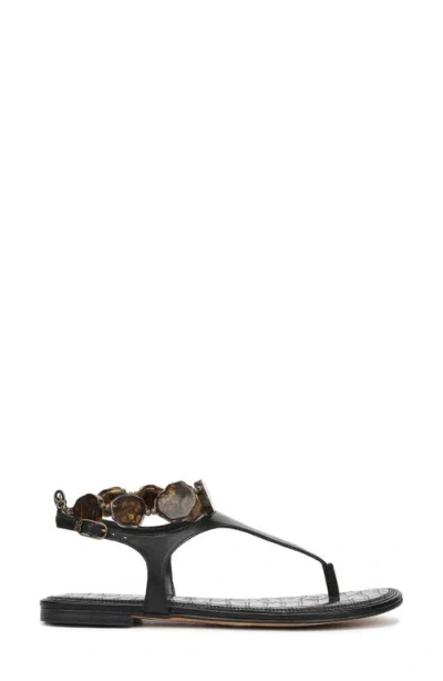 Sam Edelman Canna Thong Crocodile-effect Sandals In Black