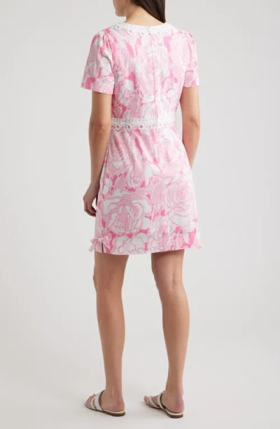Lilly Pulitzer Evita Short Sleeve Stretch Shift Dress In Confetti Pink In Multi