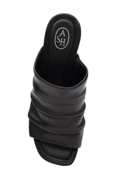 Ash High Heel Mules Ruched Front Drape In Black