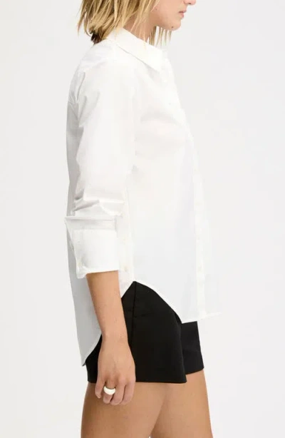 Sam Edelman Side Button Cotton Button-up Shirt In White