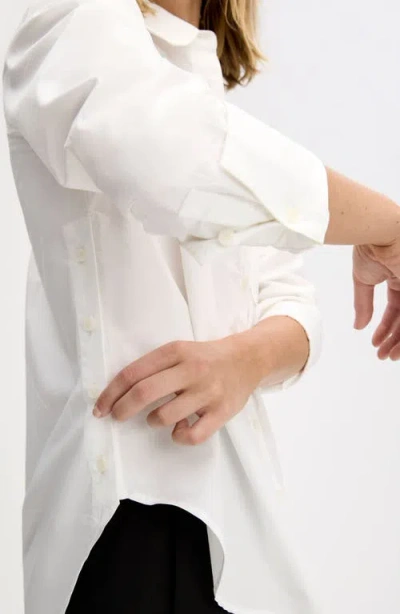 Sam Edelman Side Button Cotton Button-up Shirt In White
