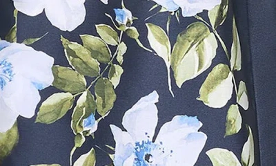 Sachin & Babi Marta Belted Floral-print Mikado Shirt Gown In Blue