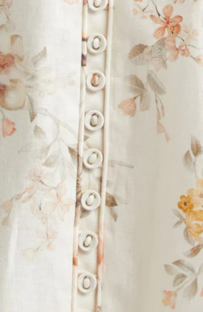 Zimmermann Luna Buttoned Picnic Dress In Cream Songbird In Brown