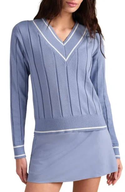 Rhone Varsity Cable Knit Sweater Hydrangea Blue In Blue