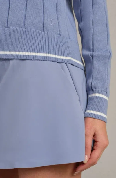 Rhone Varsity Cable Knit Sweater Hydrangea Blue In Blue