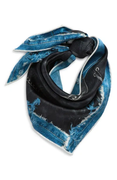 Acne Studios Printed Silk Scarf In Black