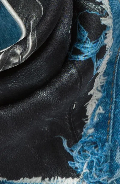 Acne Studios Printed Silk Scarf In Black