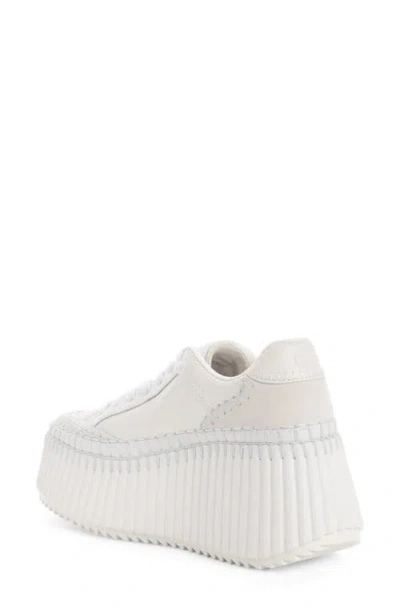 Chloé Chloe Nama Panelled Leather Flatform Sneakers In White