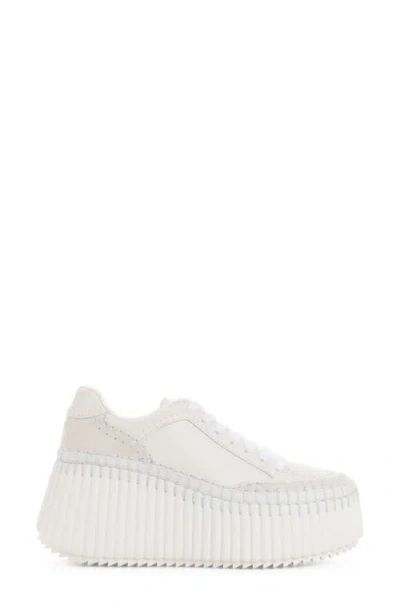 Chloé Chloe Nama Panelled Leather Flatform Sneakers In White