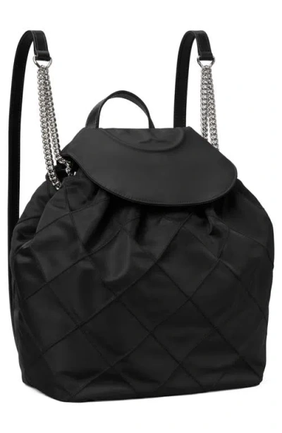 Tory Burch Fleming Nylon Backpack In Black