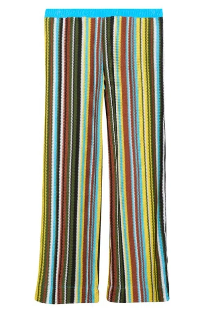 Staud Ali Striped Knitted Straight-leg Pants In Green