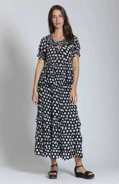 Apny Tiered Pull-on Midi Skirt In Multi